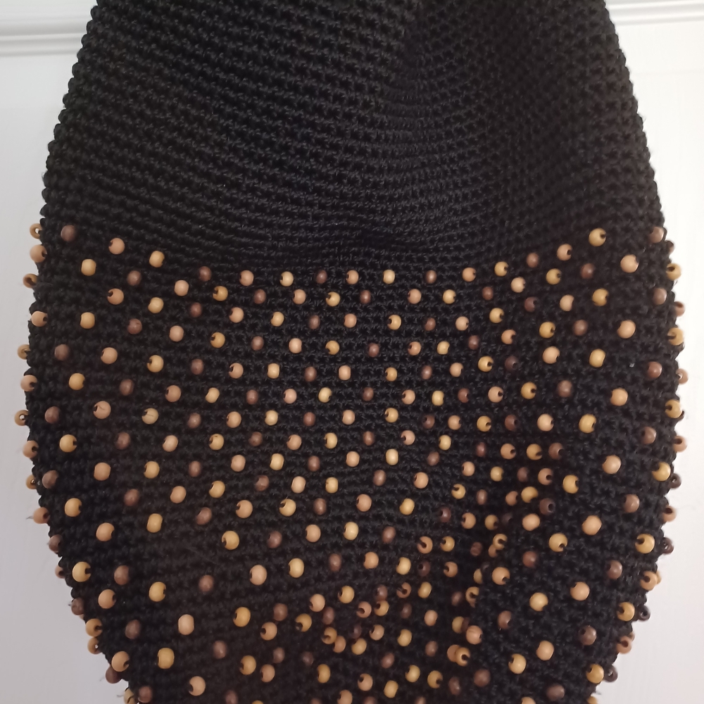 The Sak Womens Black Hobo Bag and Brown Beaded Crochet Made In Bali - Picture 2 of 10